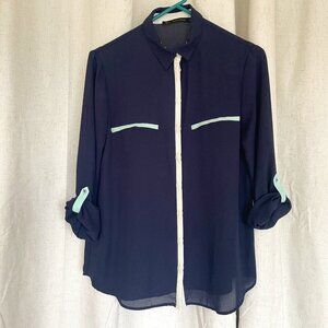 Zara Navy blue blouse